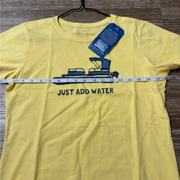 NWT Yellow Life is Good Pontoon Boating Just Add Water Crusher Tee Shirt Size S - Picture 7 of 9